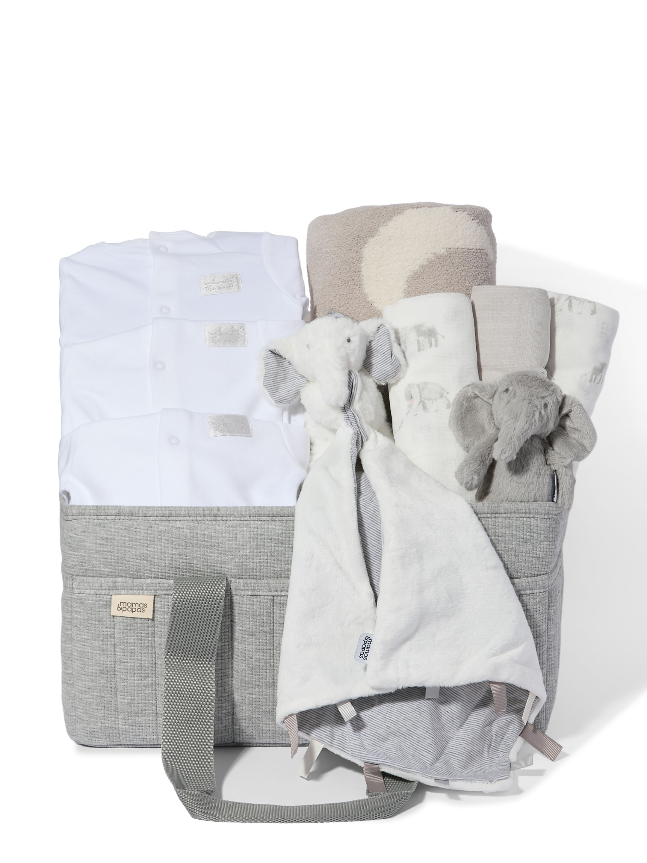 Nappy Caddy 6 Piece Bundle with 3 piece Organic Sleepsuit - Grey Waffle